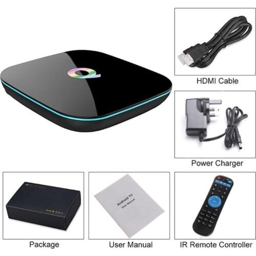 2021 New Q Plus Smart TV Box A-ndroid 9.0 TV Box 2GB-RAM/16GB ROM 2.4G WiFi 6K DLNA Smart TV BOX