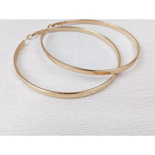 New Hoop Earrings Round Flat Shape Charming Retro Popular Exaggerated Trendy Big Huge Large Gift Woman Girl Show Party Gold 025