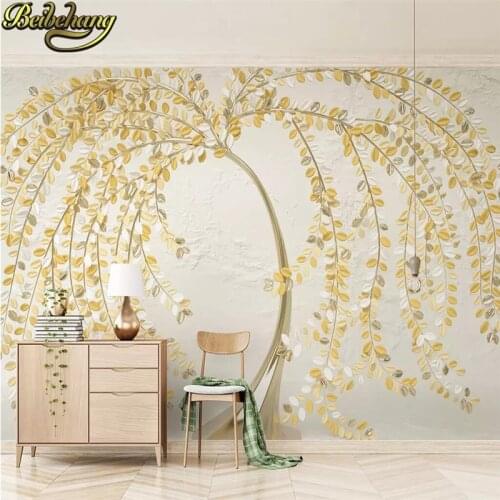 Beibehang papel de parede 3d Custom wallpaper a tree 3d embossed golden wealth tree background wall papers home decor