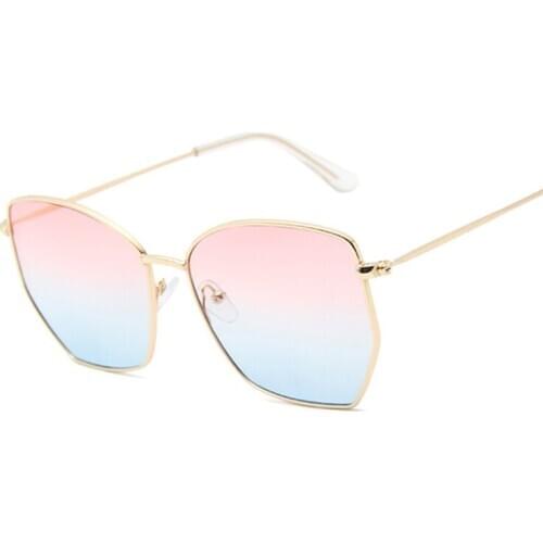Fashion Cat Eye Sunglasses Women Brand Designer Metal Big Frame Female Sun Glasses Vintage Ocean Lens Oculos De Sol Feminino