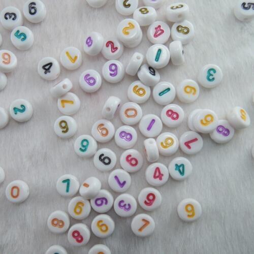 Wholesale 4*7mm 500pcs White Acrylic Spacer Loose Round DIY Number Beads Jewelry Making Accessories LB-36