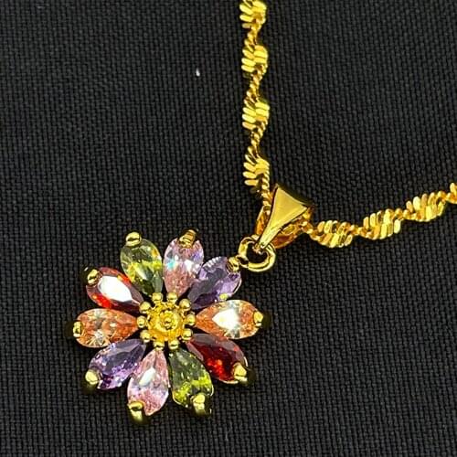 Dubai Arabic Women Gold-color Muslim Islamic God Allah Charm Pendant Necklace Fashion jewelry Gift Copper Chain Necklace