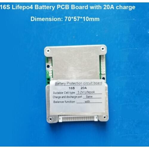 16S 48V Lifepo4 Battery PCB or 67.2V lithium ion 60V battery BMS with 20A or 30A constant current and Balance function