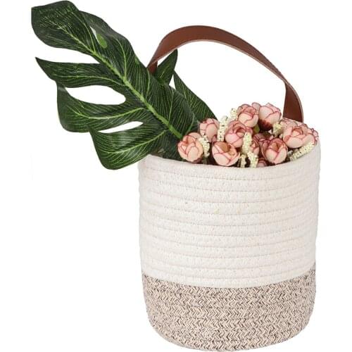 Woven Hanging Flower Pot Basket Woven Wicker Basket for Garden Wall Decor Wall Mounted Storage Shelf Japanese-style