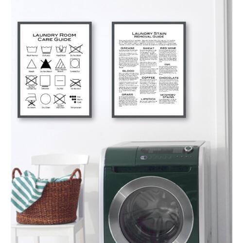 Laundry Care Guide Modern Wall Art Canvas Painting Pictures Laundry Symbols Minimalist Posters and Prints for Laundry Room Decor