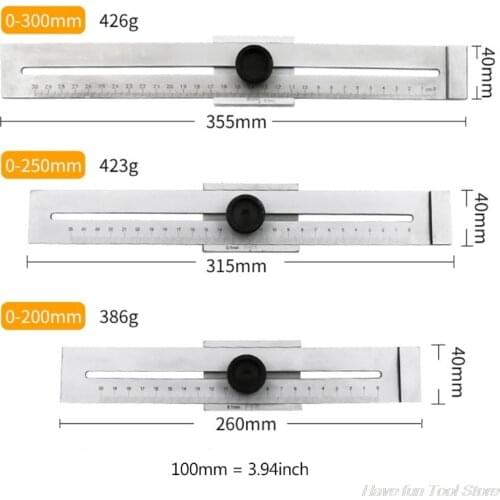 Woodworking T type Scriber Precision 0.1mm Metric Line Scribe Ruler Marking Gauge Ruler 0-200/250/300mm M09 21 Dropshipping