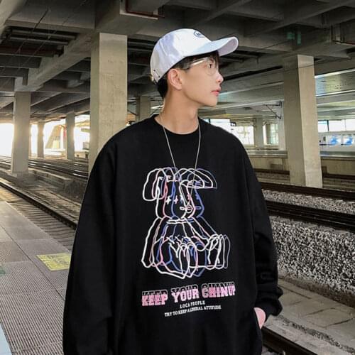 Hoodie men Harajuku street style casual long-sleeved Sweatshirts round neck oversized fashion hoodie Korean couple clothes