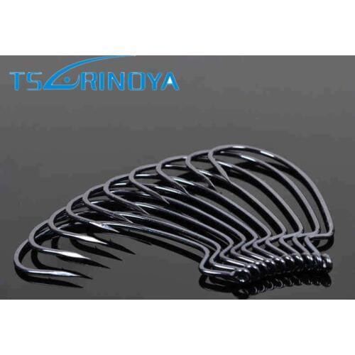 TSURINOYA 20Pcs 2# 1# 1/0# 2/0# Fishing Hook Black Nickel Crank Hooks For Soft Lure Fishing Accessories Tackle Anzol Para Pesca