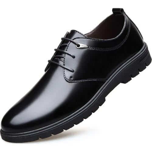 New British Men Dress Shoes Spring Autumn Male Leather Flats Business Casual Mans Footwear Round Toe Lace Up Derby Shoes With Fu