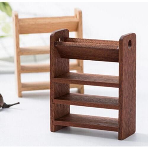 1/12 Mini Wooden Storage Shelf 4 Layer Display Rack Dollhouse Furniture Decor