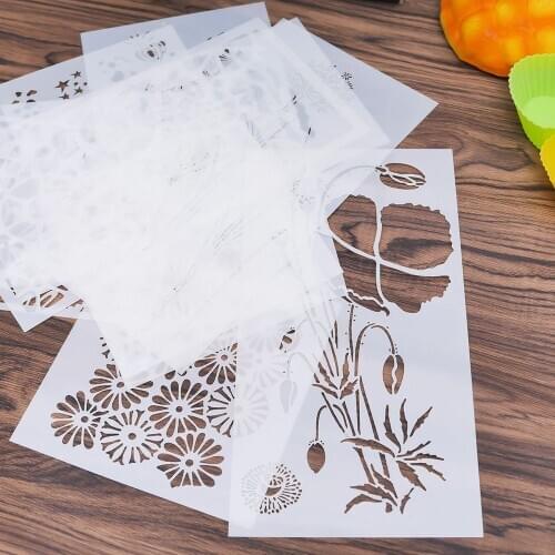 1pc Reusable Plastic White Cake Mould Stencil Airbrush Painting Art Diy Home Decor Scrap Booking Album Craft 13cm*13cm