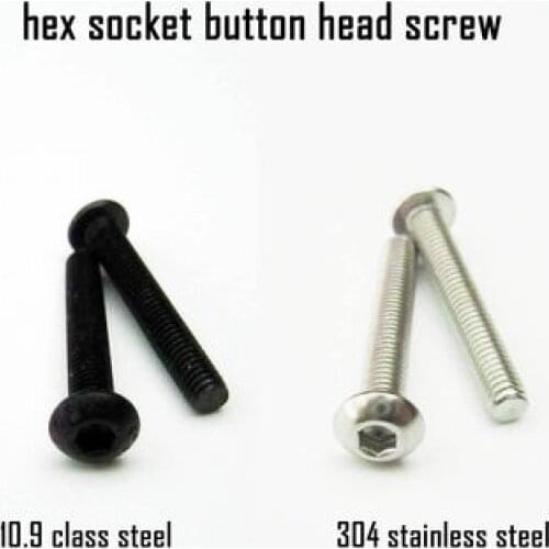 10/50pcs M2 M2.5 M3 M4 M5 M6 304 Stainless Steel Black grade 10.9 Hexagon Hex Socket Head Button Allen Bolt Screw