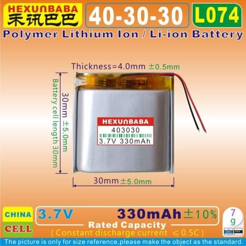 5pcs [L074] 3.7V 300mAh [403030] PLIB (polymer lithium ion / Li-ion battery) for Smart watch,bluetooth earphone;mp3,speaker,mp4