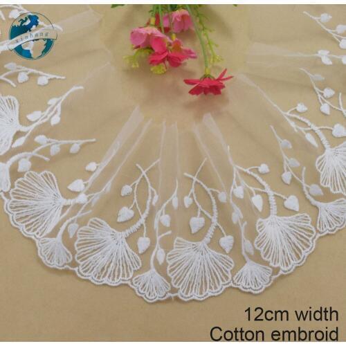 12cm wide cotton embroidery lace sewing ribbon guipure trim wedding decoration DIY dolls colthes Accessories lace edge#4007