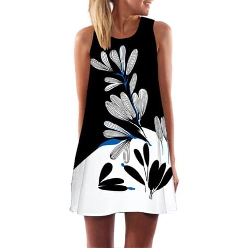 2018 Summer Dress Women Floral Print Chiffon Dress Sleeveless Boho Style Short Beach Dress Sundress Casual Shift Dresses Vestido