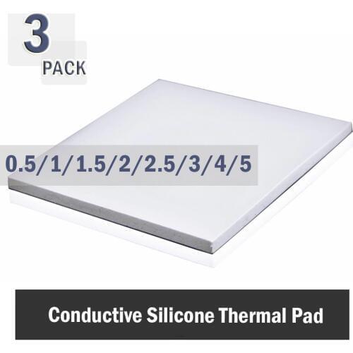 3Pcs 100x100mmThermal Pad 0.5mm 1mm 1.5mm 2mm 2.5mm 3mm 4mm 5mm CPU Heatsink Cooling Conductive Silicone Pad Thermal Pad White