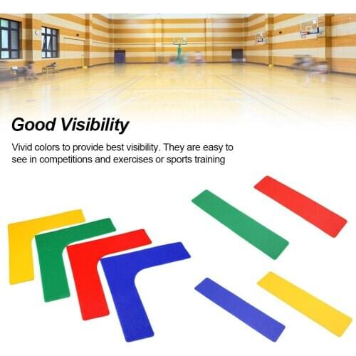4PCS Tennis Spot Markers Straight Line Corner Landmark Bright Colors Eye-catching Tennis Floor Logo Sticker