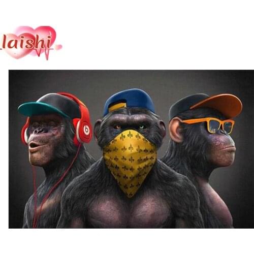 5D diamond painting Orangutan full diamond round diamond embroidery mosaic home decoration pattern DIY handmade new year gift