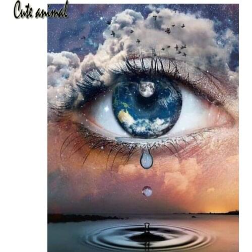5D Diamond Painting Full Drill Square Eye Diy Diamond Embroidery Mosaic Abstract At Tears Rhinestones Cross Stitch Craft Decor