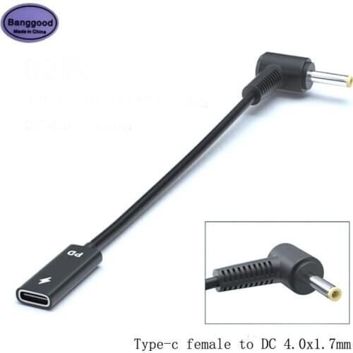 Type-C Female to DC 4.0x1.7mm Male 19-20V 65W with PD Chip Connector Cable for Xiaomi Redmi Lenovo Laptop Power Supply Adapter