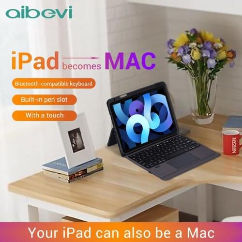 Aibevi Bluetooth Keyboard TouchPad for iPad 10.2 10.5 10.9 Keyboard Case with Pencil Holder for Apple iPad11 12.9 2018 2020 Case