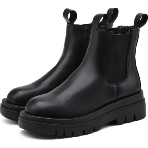 Oversized boots 42 43 boots womens elastic band 5 cm thick heel non-slip fashion platform ankle boots shoes women boats