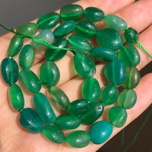 8-10mm Natural Irregular Green Agates Beads Smooth Loose Spacer Stone Bead For Jewelry Making DIY Bracelet Necklace 15"Strand