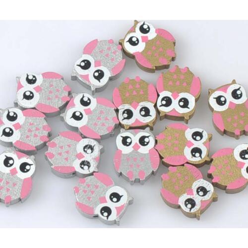 21x17mm 50pcs glud and silvery Wooden cute owl Spacer Loose beads Fit Children Handmake DIY Accessory MT2016X