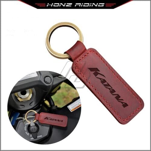 For Suzuki KATANA 125 250 400 Key Motorcycle Cowhide Keychain Key Ring Case