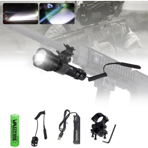 Black 2500lm XML T6 LED Flashlight Torch+25 MM Hunting Rifle Mount +Remote Pressure Switch+Battery+Charger