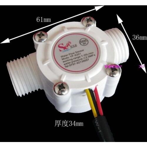 2PCS Water Flow Meter Sensor Counter Indicator Flowmeter fuel pool float switch Hall for water heaters G1/2 1-30L/min DN15