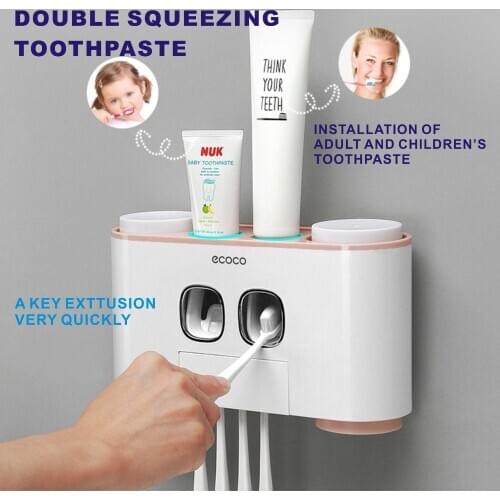 5 Racks Dust-proof Toothbrush Holder with Cups Toothpaste Dispenser Automatic Toothpaste Squeezer Bathroom Accessories
