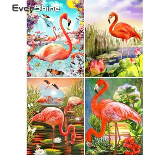 EverShine 5D Diamond Painting Full Square Flamingo Cross Stitch Diamond Embroidery Animals Picture Rhinestones Bead Picture Kits