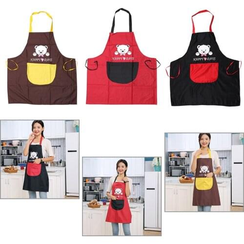 Cartoon Bear Microfiber Aprons Home Kitchen Chef Restaurant Waiter Apron Cooking Apron With Pockets for Baking