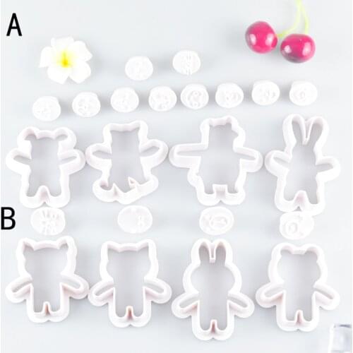 Cartoon Bear Shape Cake Mold Plastic Cookie Cutter Fondant Decoration Tool Baking Tray Biscuits Embossed Device Kitchen Supplies