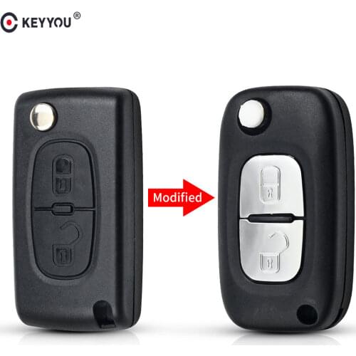 KEYYOU For Peugeot 206 207 206CC NE72 NE73 Blade Modified Key 2 Buttons Folding Flip Uncut Key Blade Fob Car Key Blank