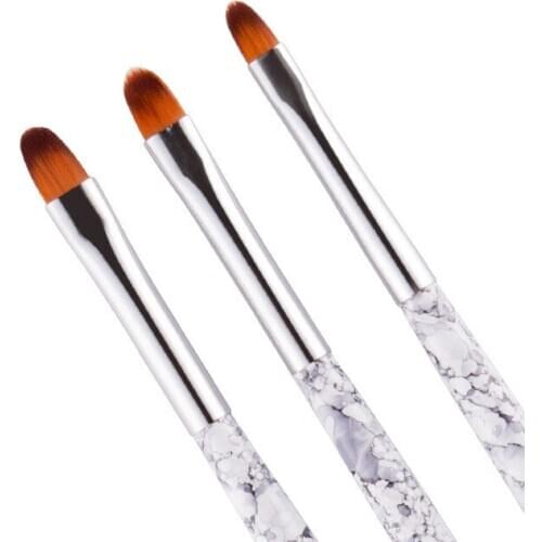 3pcs Nail Art Brush Colorful Handle UV Gel Nail Art Tips Extension Transparent Pen Professional Painting Drawing Manicure Tool