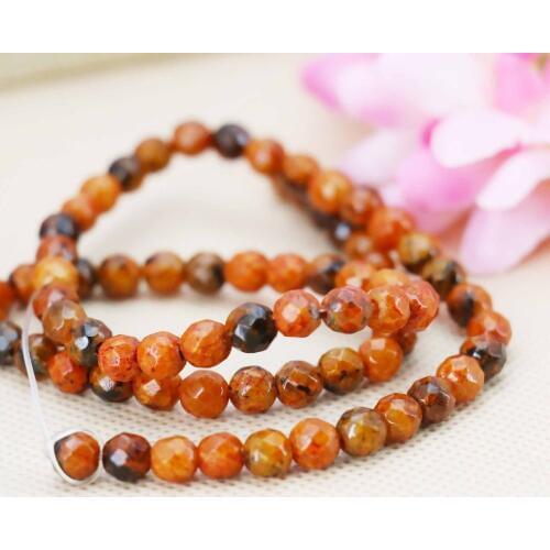 6mm Hot Sale Orange Turkey Stone Faceted Beads Round DIY Stone Accessory Parts 15inch Jewelry Making Design Faceted Girls Gifts