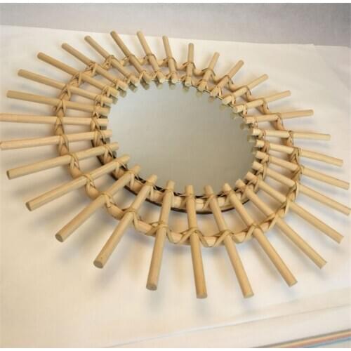 Hot selling 58cm makeup mirror creative art high quality decoration round mirror wood decorative mirror