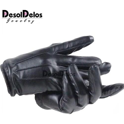 Mens Luxurious PU Leather Gloves Driving Black Touch Screen Gloves Fashion Brand Winter Warm Mittens New Drop Shipping