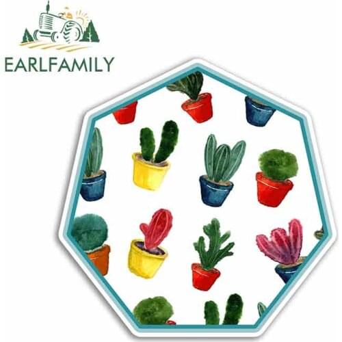 EARLFAMILY 13cm x 13cm for Cactus Plants Funny Car Stickers Vinyl Graphics JDM RV VAN Fine Decal Car Accessories Cartoon Oem