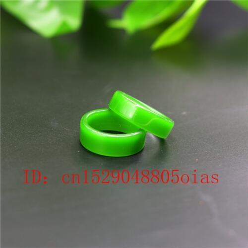 Natural Green Hetian Jade Ring Chinese Jadeite Amulet Fashion Charm Jewelry Hand Carved Crafts Gifts for Women Men