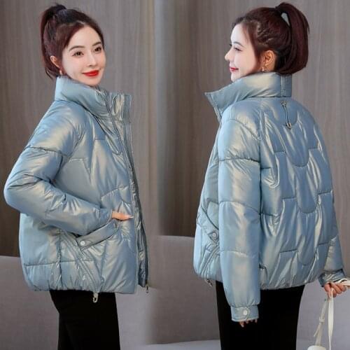 2021 New Winter Down Parka Glossy White Duck Down Jackets Womens Loose Warm Hooded Bright Coat Snow Clothes Female Down Coats
