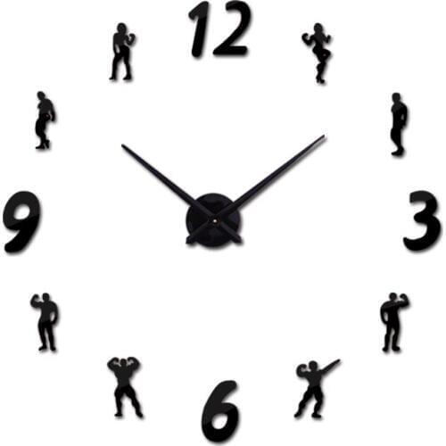 New arrival Quartz clocks fashion watches 3d real big wall clock acrylic mirror sticker diy living room modern decor character