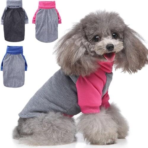 Dog Clothes Spring and Summer Pet Dog High Neck Bttoming Shirt Puppy Soft solid Color T-Shirt Small Medium-Sized Dog Pullover