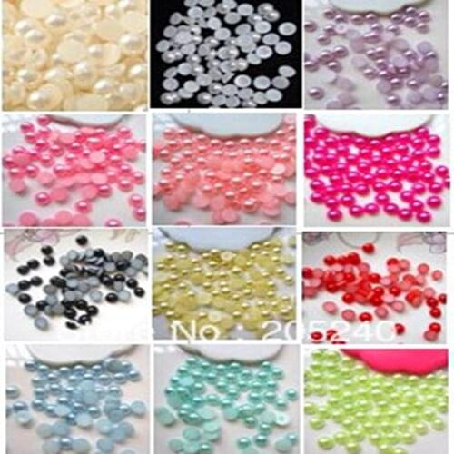 Jewelry Making Supplies For DIY Decoration(4mm,100pcs/Color/Bag,12bags,Total 1200pcs) Cabochon Flat Back Semicircle ABS Beads