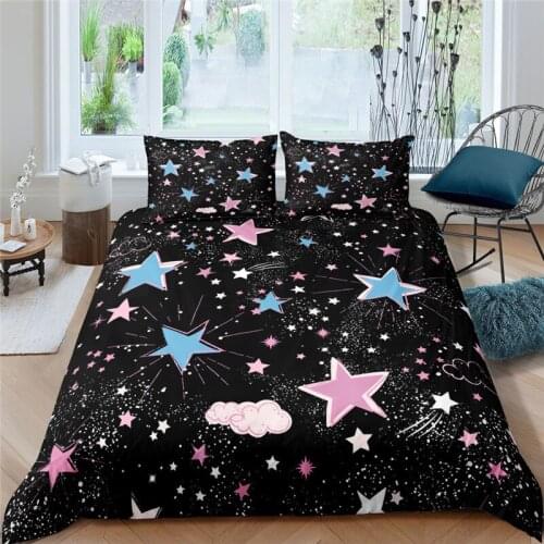 Luxury 3D Star Print Home Living Comfortable Duvet Cover Pillowcase Kid Bedding Set Queen and King EU/US/AU/UK Size