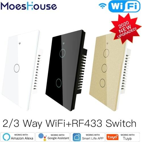 Smart Glass Panel Switch Smart Life/Tuya App Multi-Control Association, Voice Control with Alexa,Google Home,1/2/3 Gang