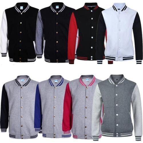 School Team Uniform College Men Baseball Jacket Custom Logo Letterman Varsity Jacket Women Girl Boy White Red Grey Black Sleeves