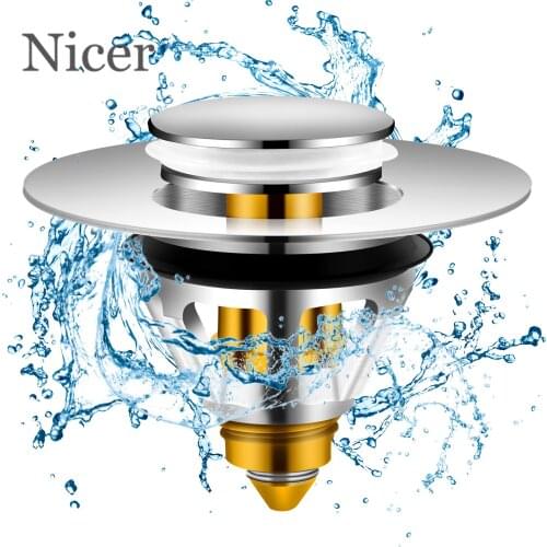 Sink Pop Up Drain Stopper Stainless Steel Bullet Core Push Type Deodorant Plug Bathroom Basin Kitchen Bathroom Faucet Sink Plug